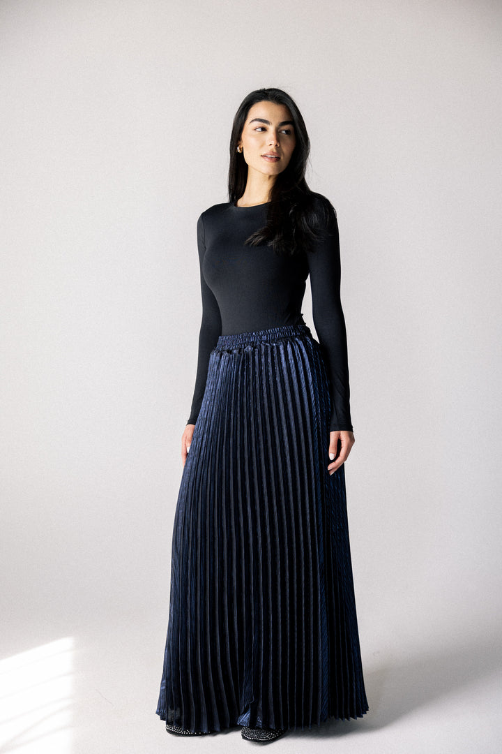 Sparkling pleated Skirt- Blue