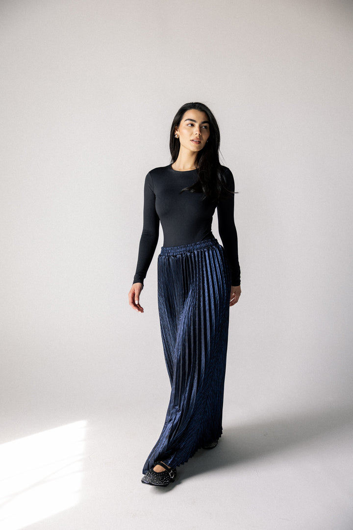 Sparkling pleated Skirt- Blue