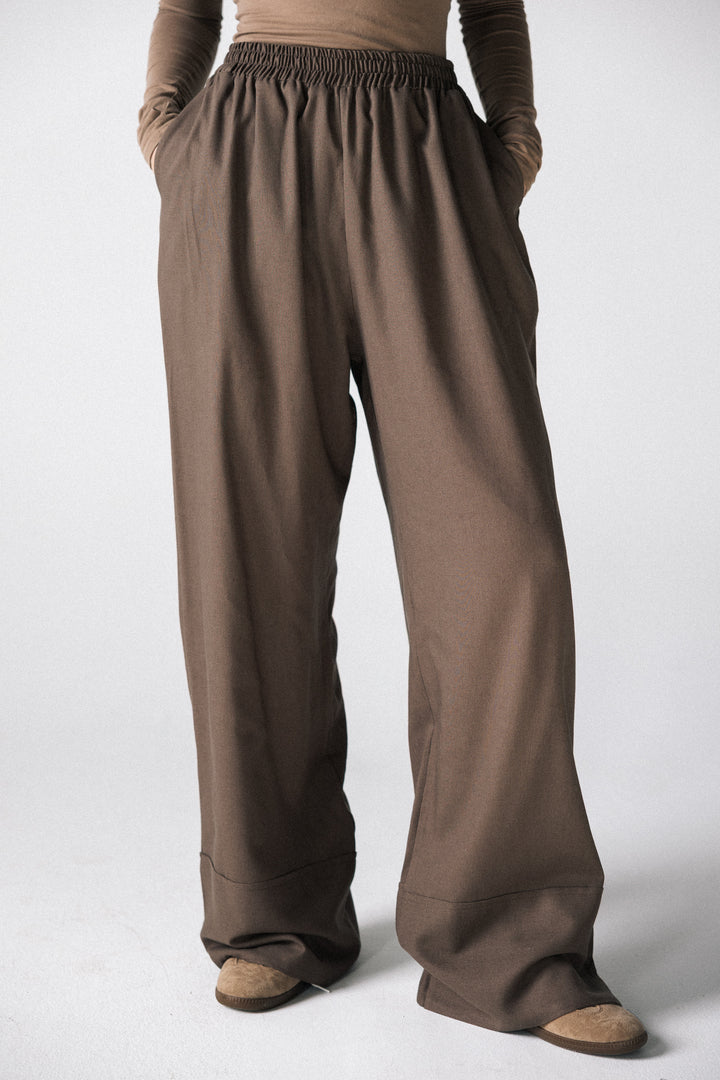 linen pants- brown