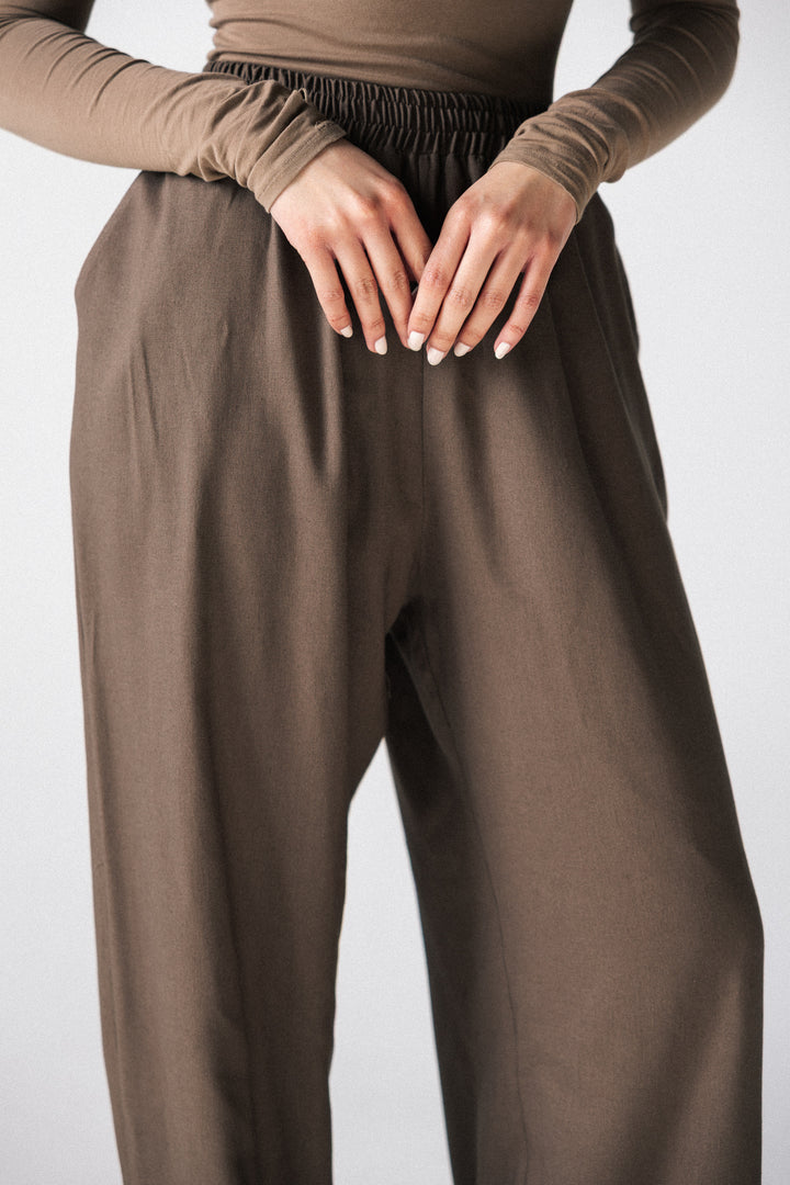 linen pants- brown