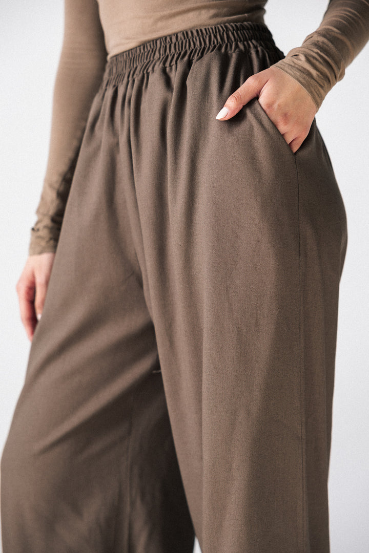 linen pants- brown