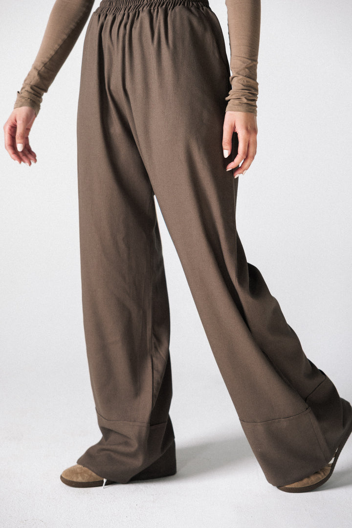 linen pants- brown