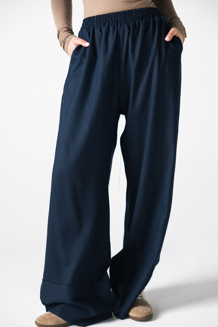 linen pants- dark blue