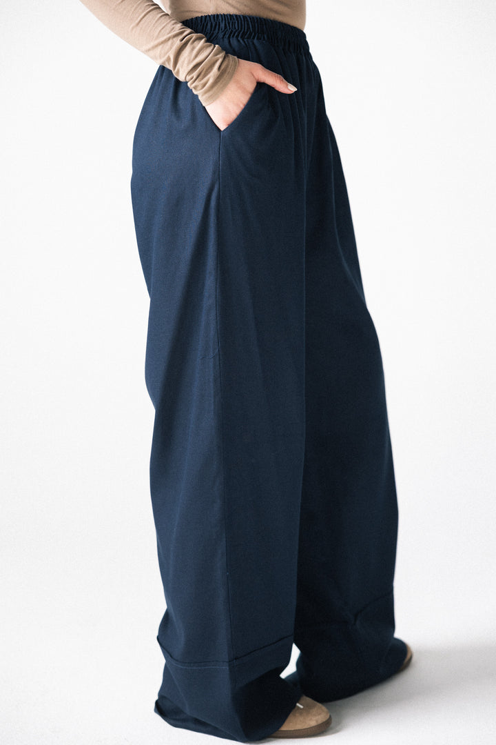 linen pants- dark blue