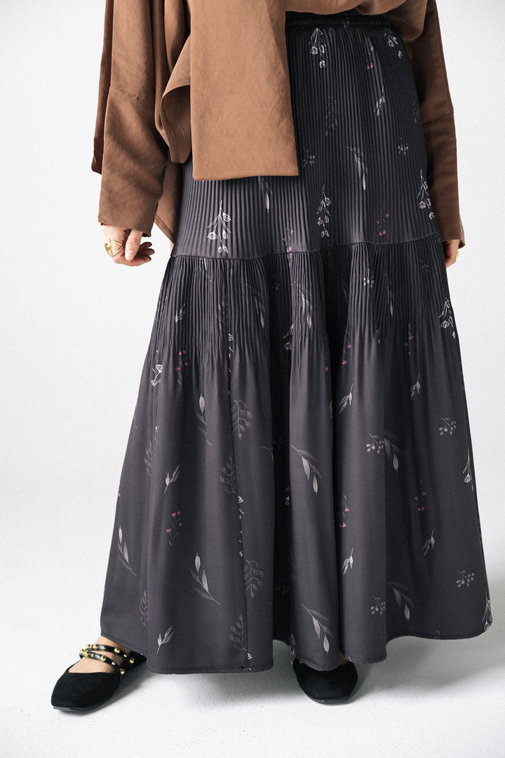 Printed pleated Skirt - Violet