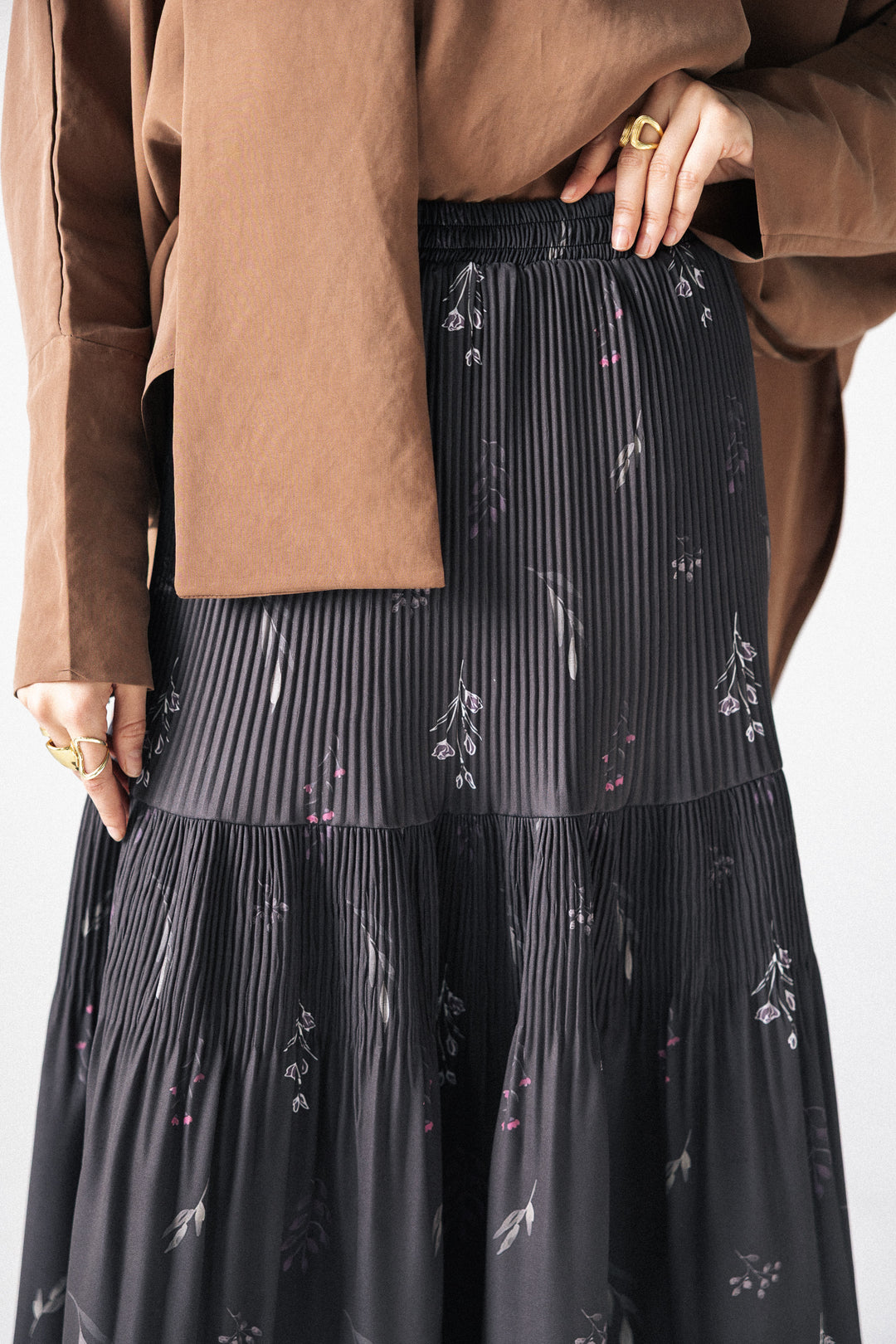 Printed pleated Skirt - Violet