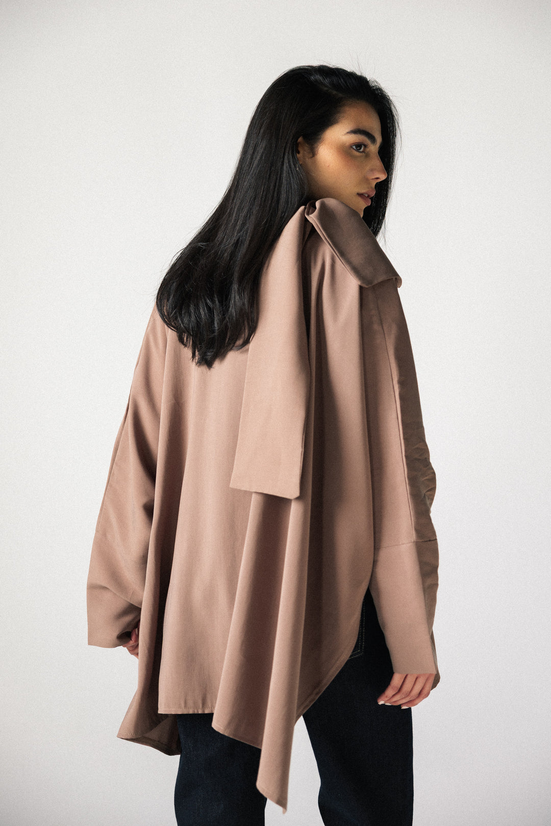 Scarf poncho top - Cafe