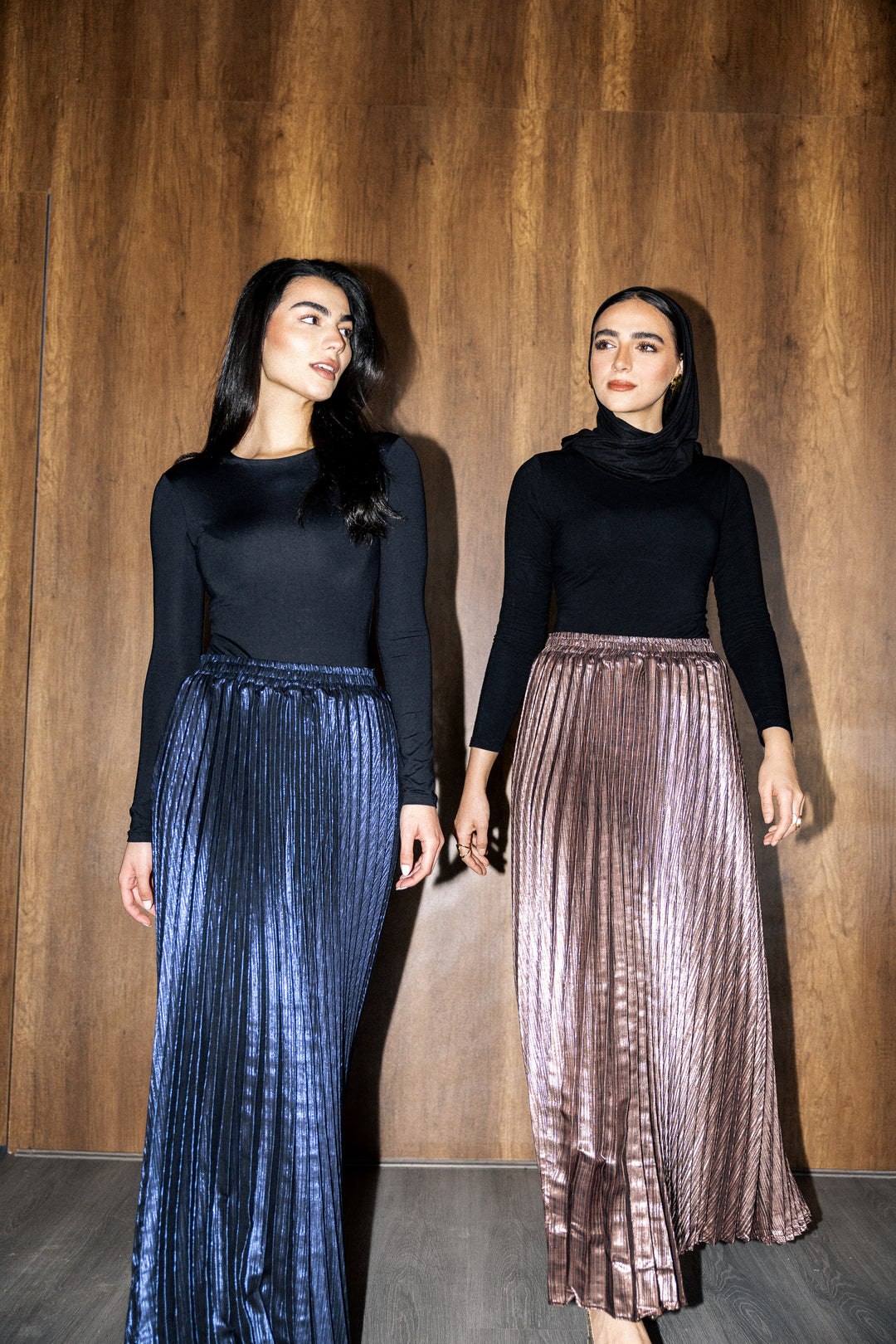 Sparkling pleated Skirt- Blue