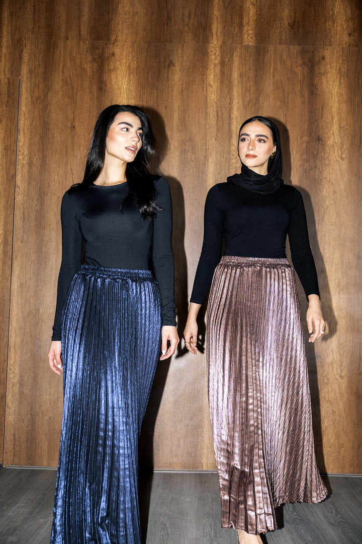 Sparkling pleated Skirt- Blue