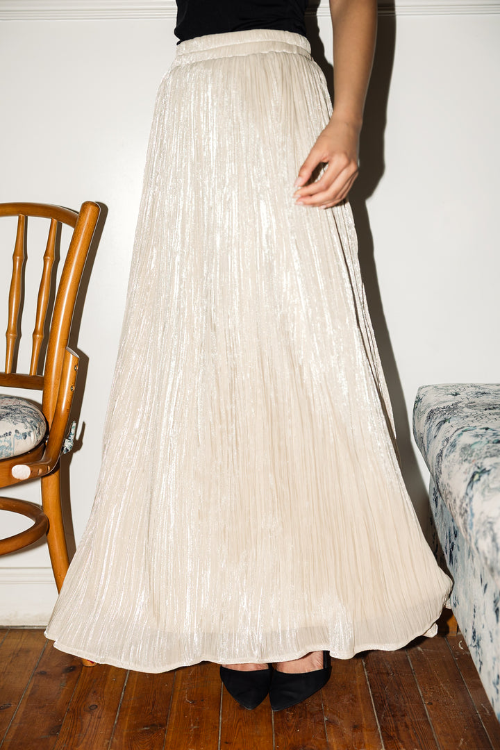 Chiffon sparkling skirt -offwhite