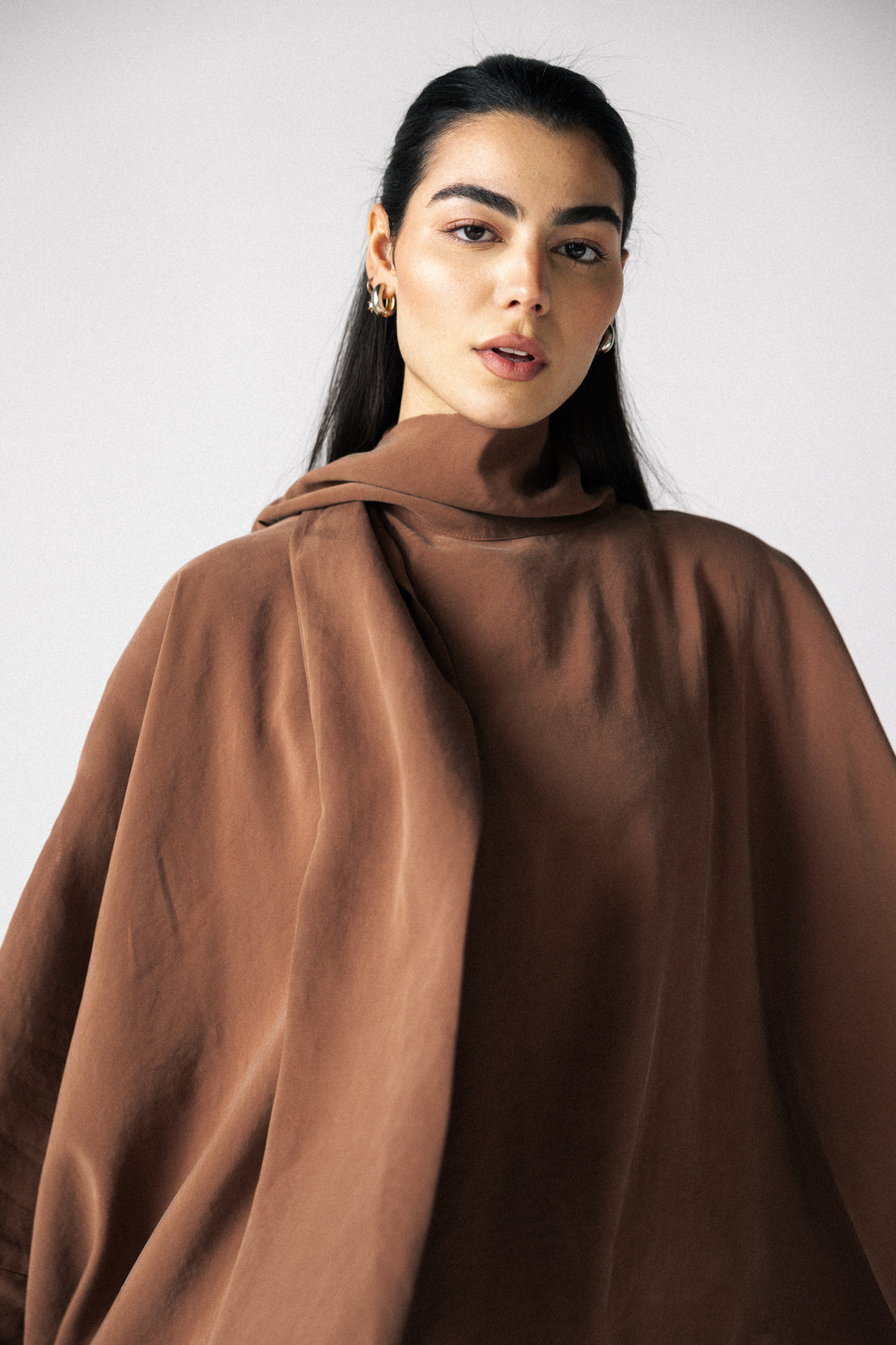 Scarf poncho top - Camel