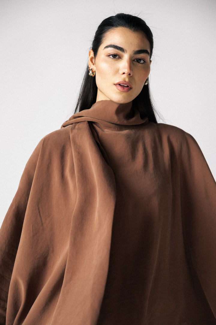 Scarf poncho top - Camel