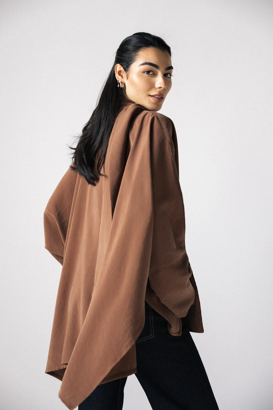 Scarf poncho top - Camel