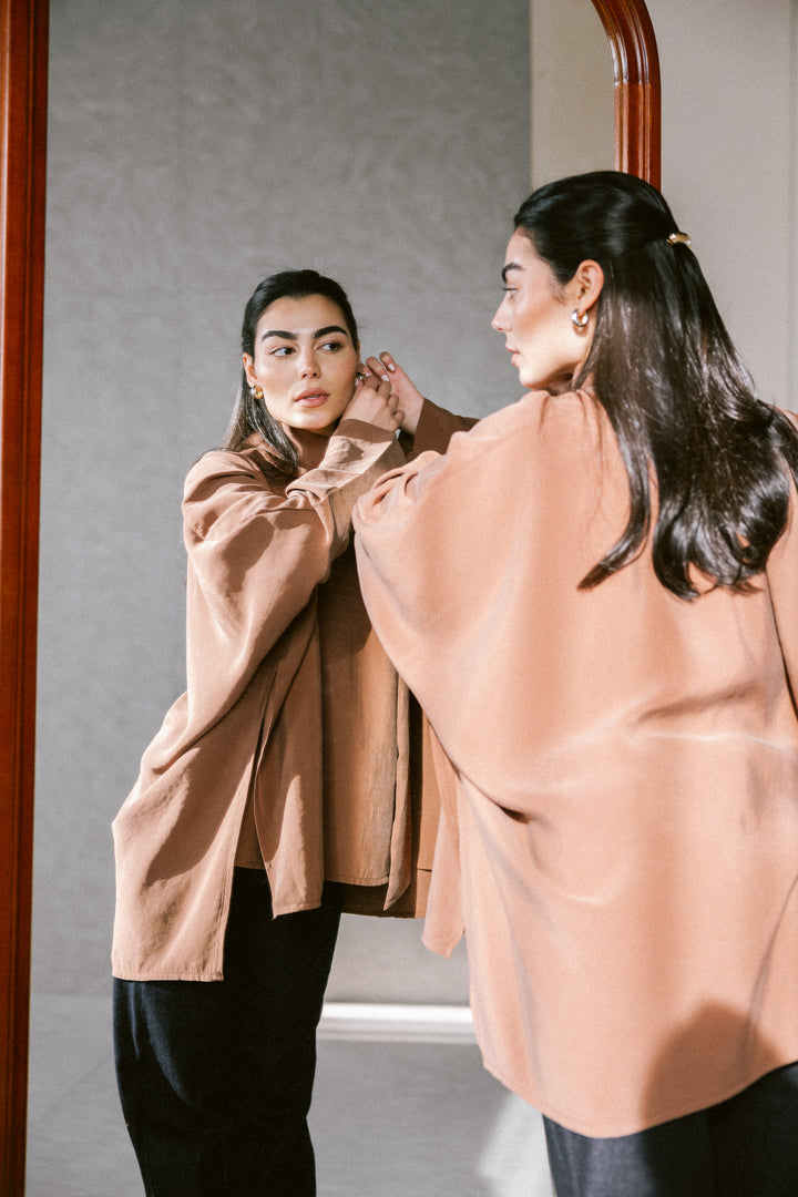 Scarf poncho top - Camel