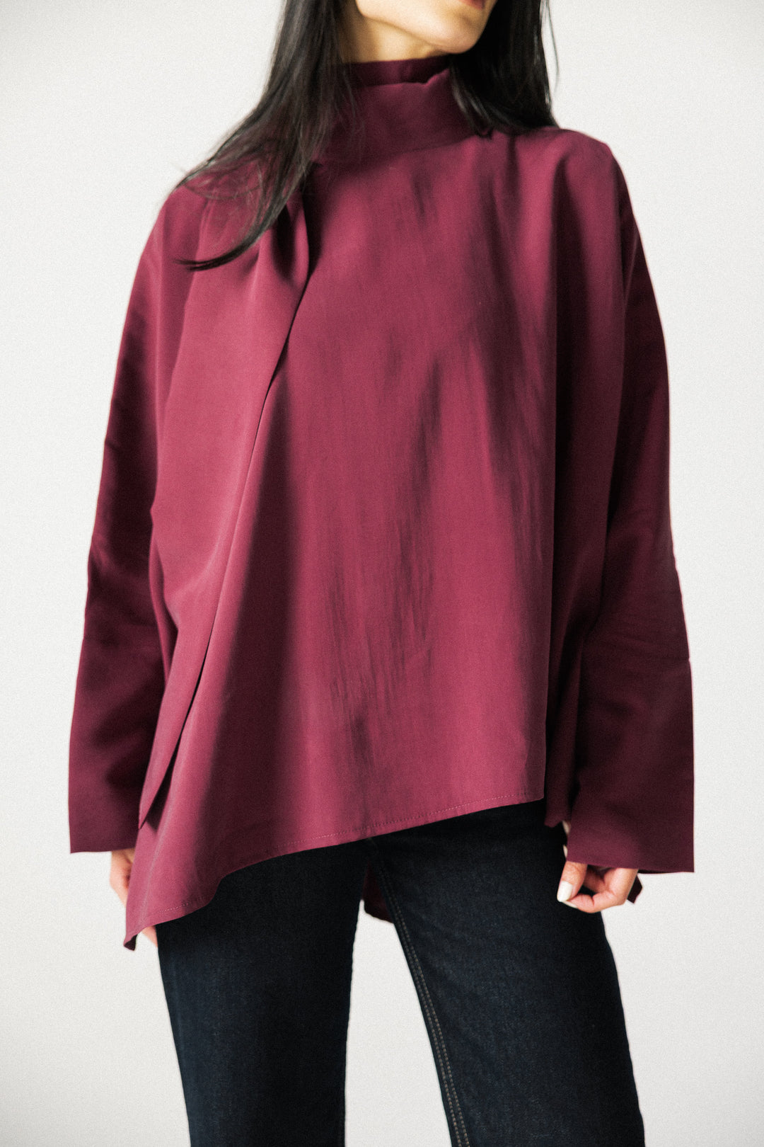 Scarf poncho top - Drak red