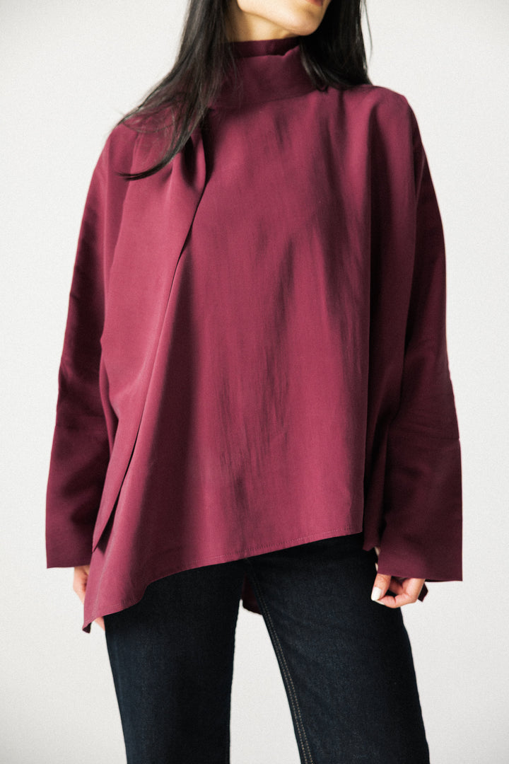 Scarf poncho top - Drak red