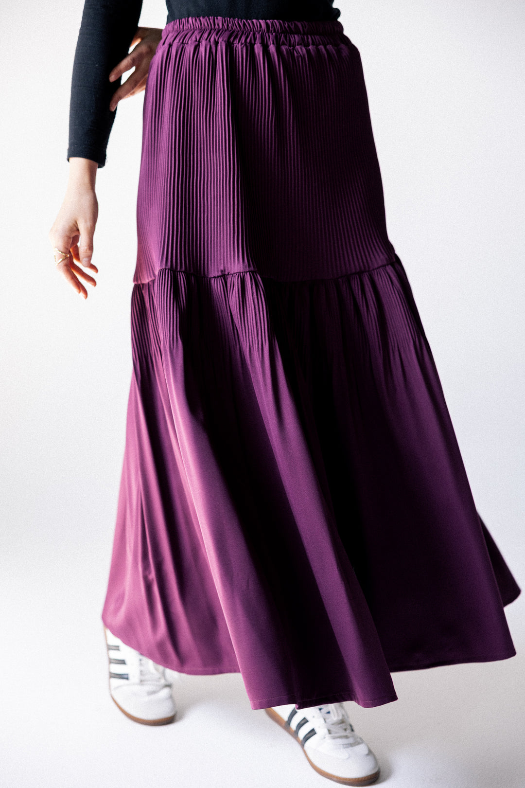 Plain pleated Skirt - Burgandy