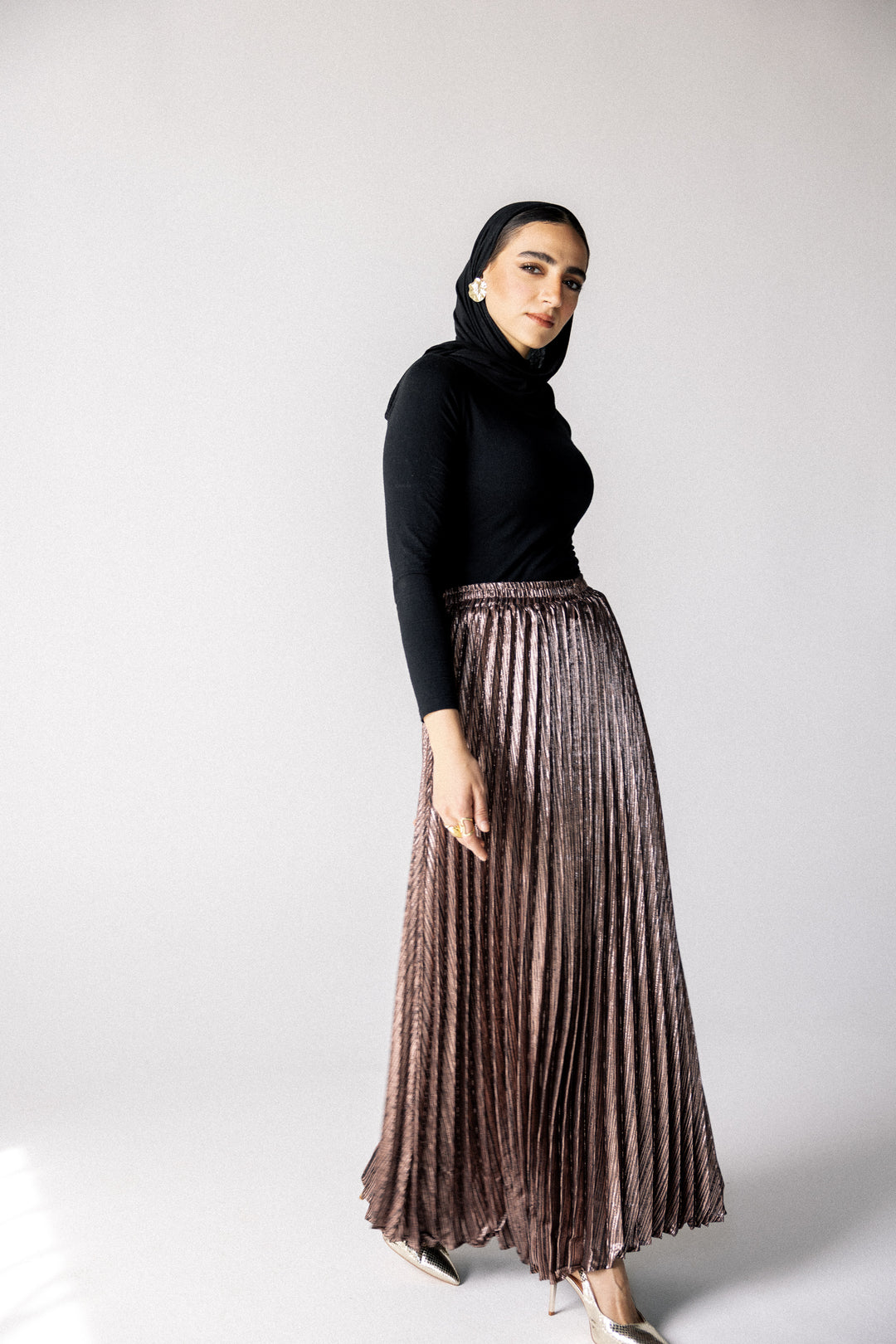 Sparkling pleated Skirt- Pink