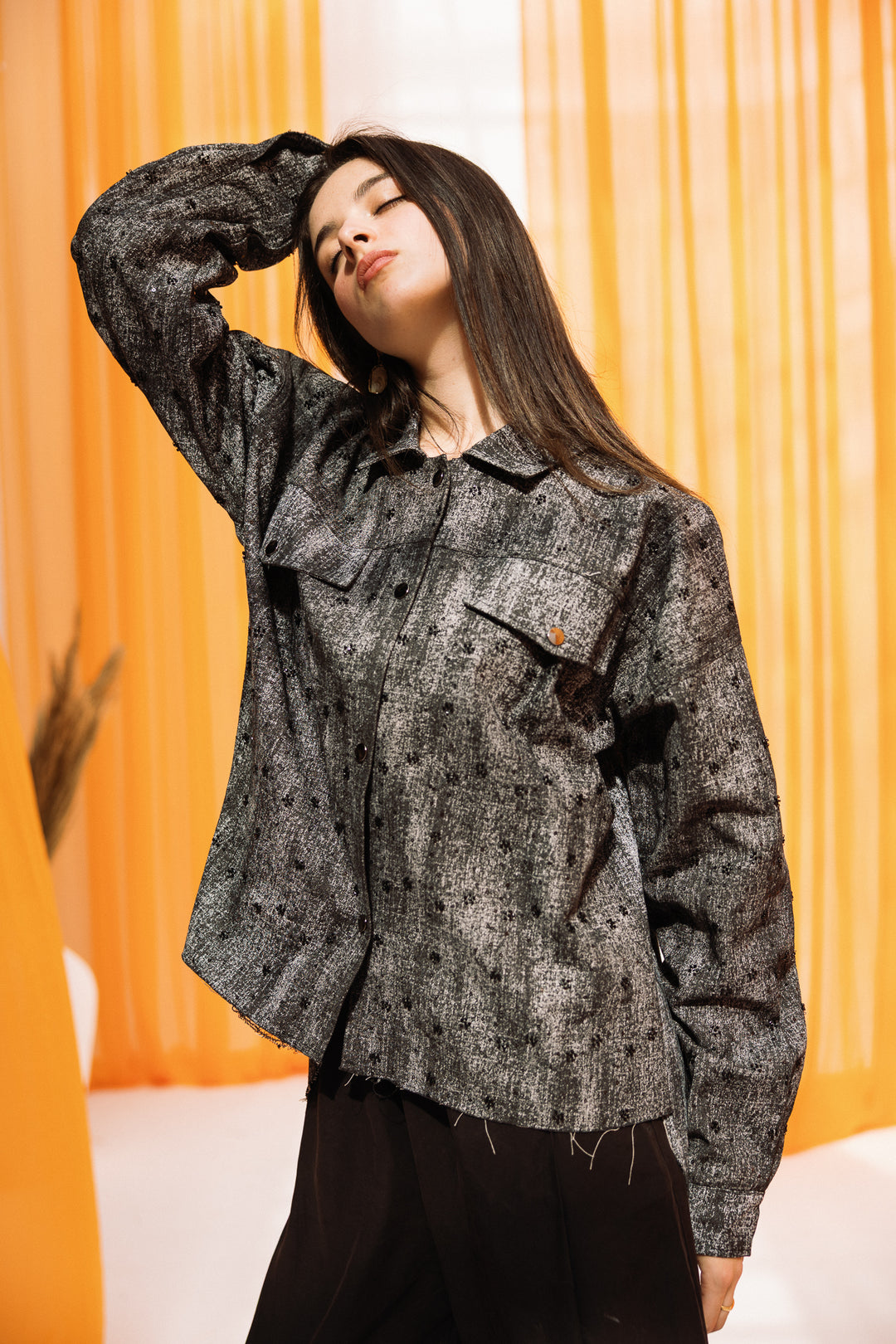 stars jeans jacket- black