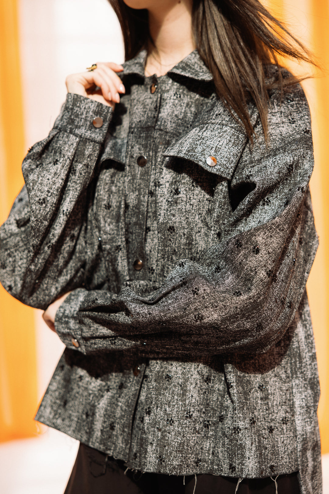 stars jeans jacket- black