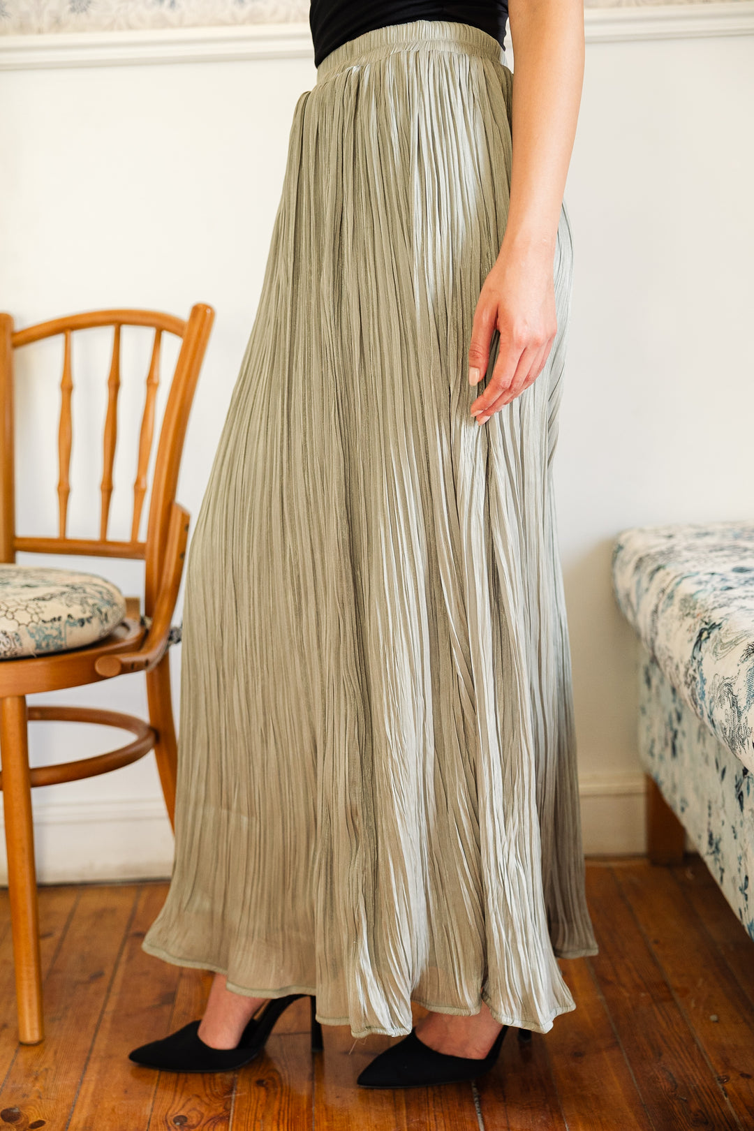 Chiffon sparkling skirt -mint