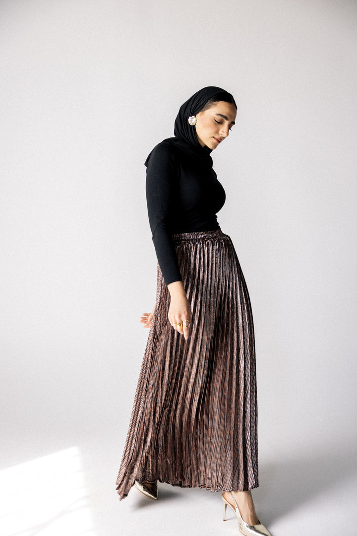 Sparkling pleated Skirt- Pink