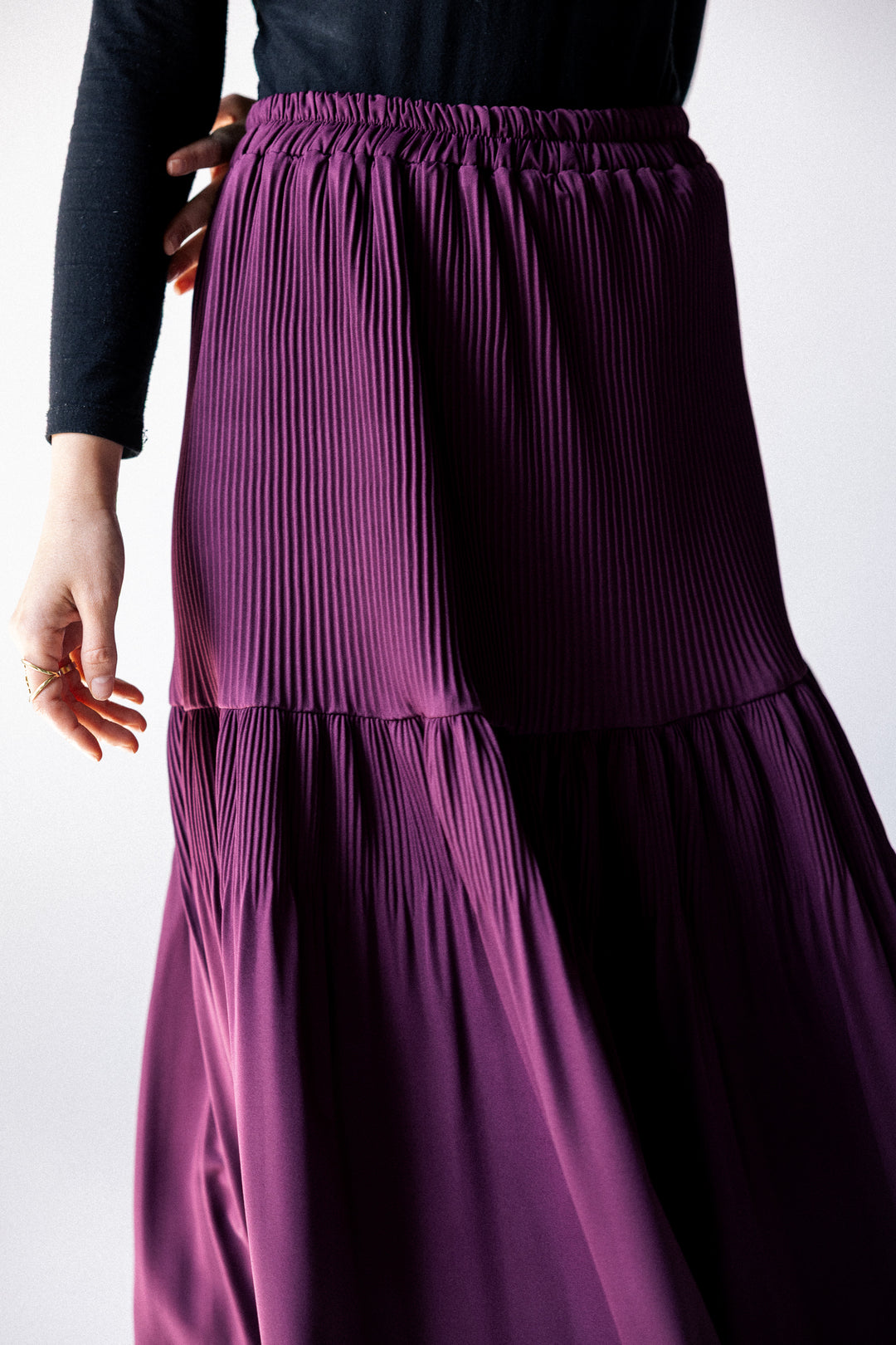 Plain pleated Skirt - Burgandy