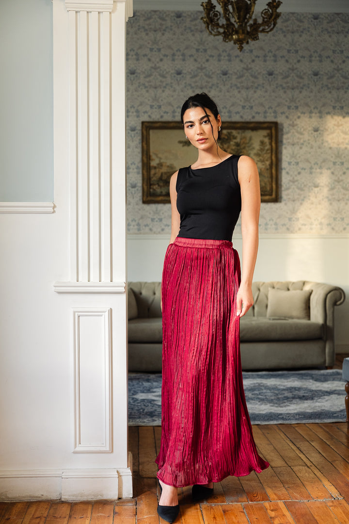 Chiffon sparkling skirt - red
