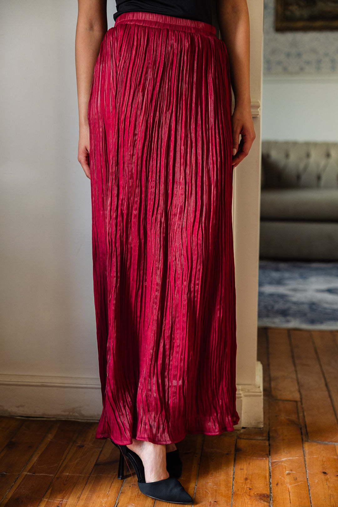 Chiffon sparkling skirt - red