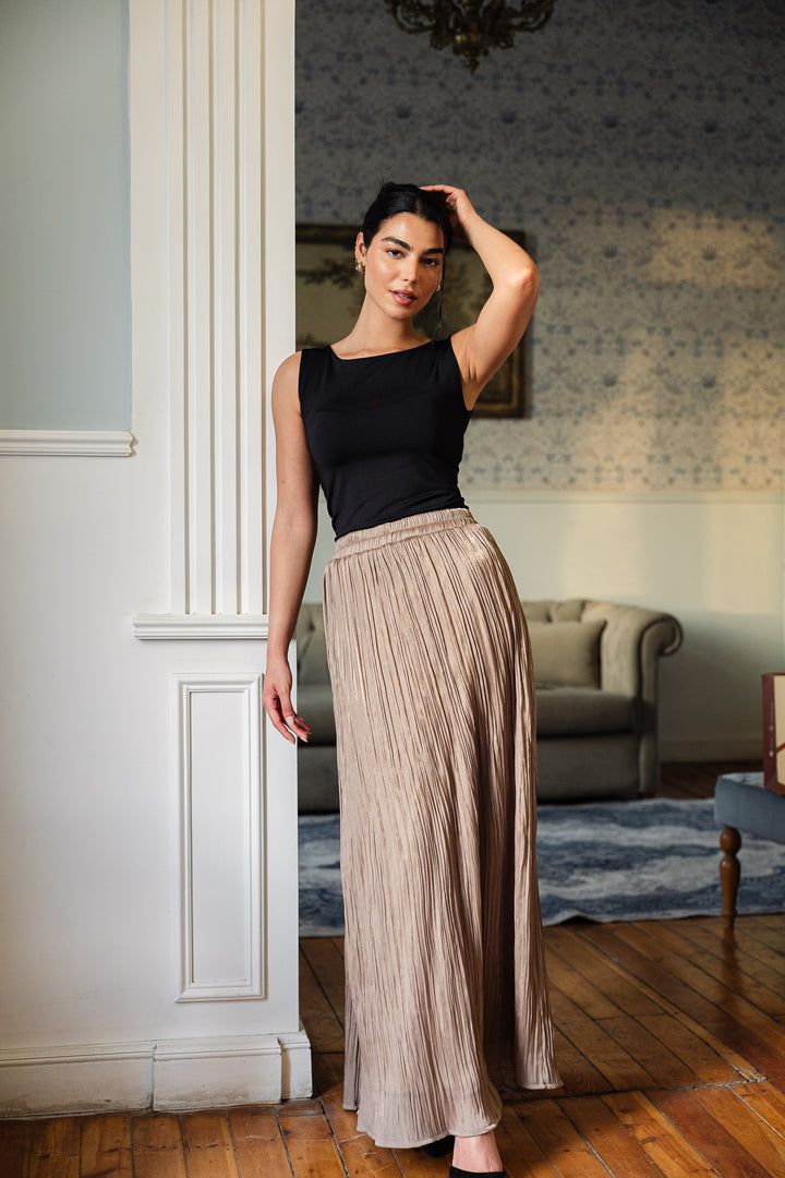 Chiffon sparkling skirt - cafee