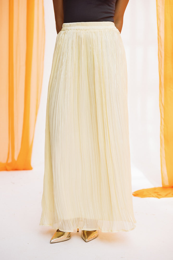 Chiffon sparkling skirt -butter yellow