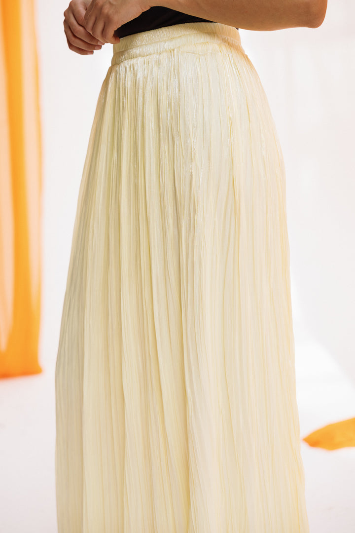 Chiffon sparkling skirt -butter yellow