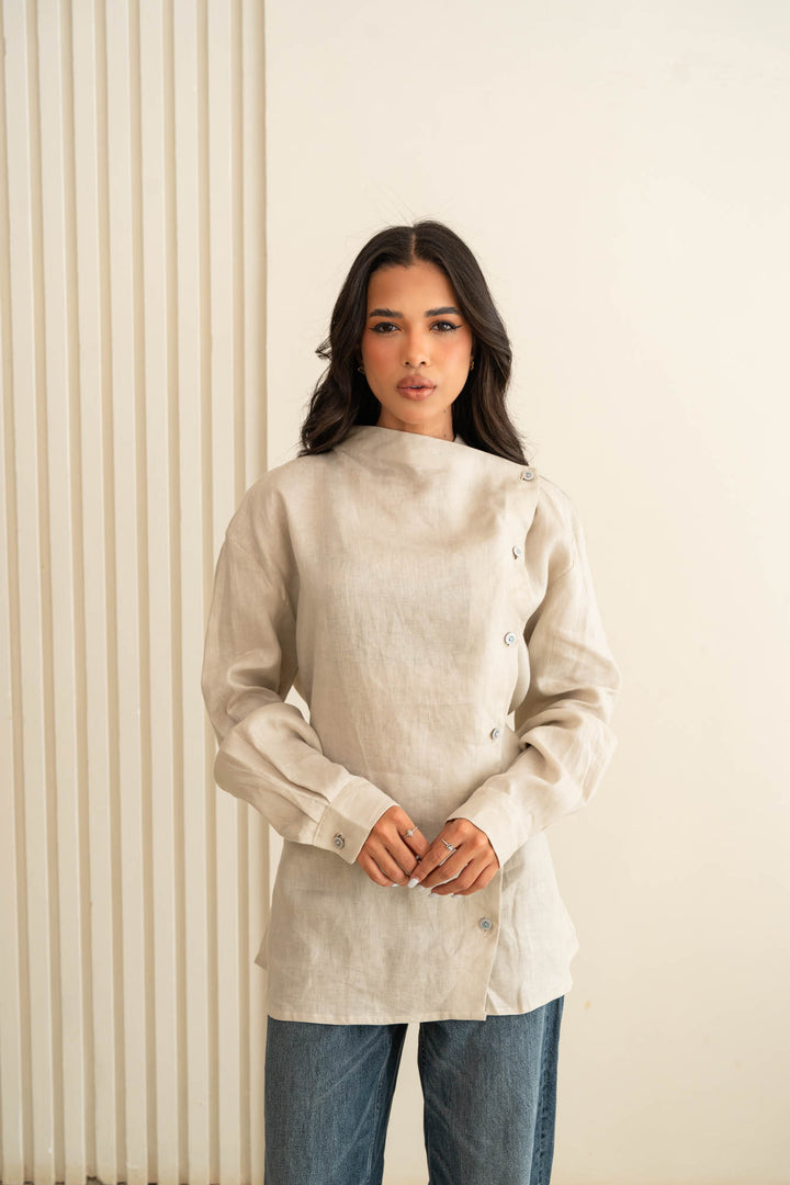 Flap linen shirt - graiesh