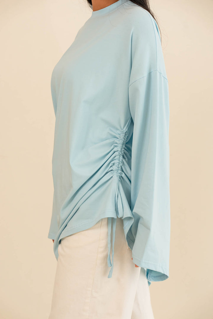 Tie cotton top- baby blue