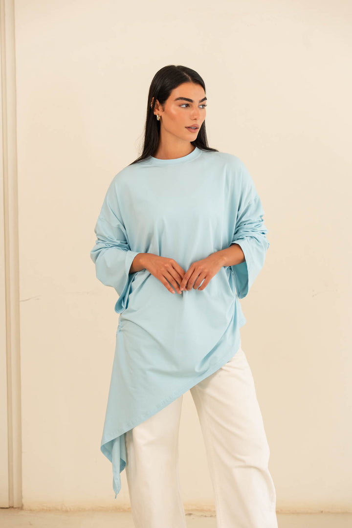 Tie cotton top- baby blue