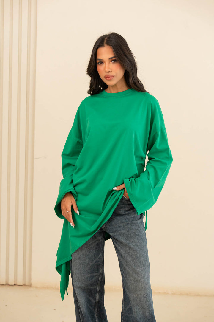 Tie cotton top- green