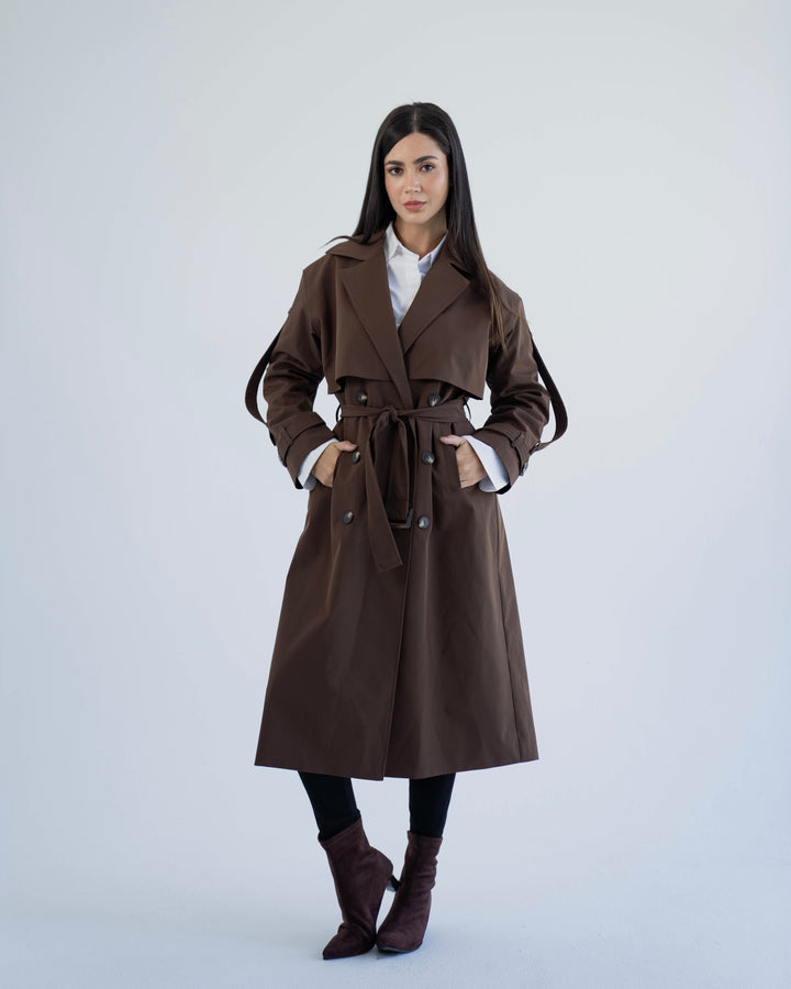 long trench coat- brown