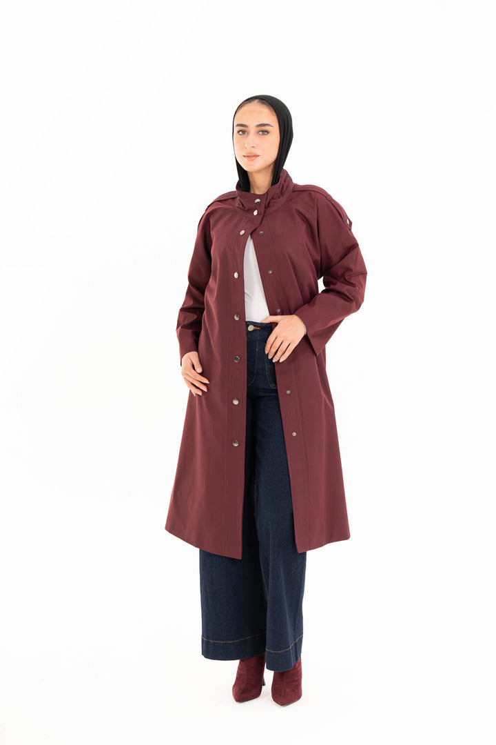 Vera Trench Coat - Burgundy