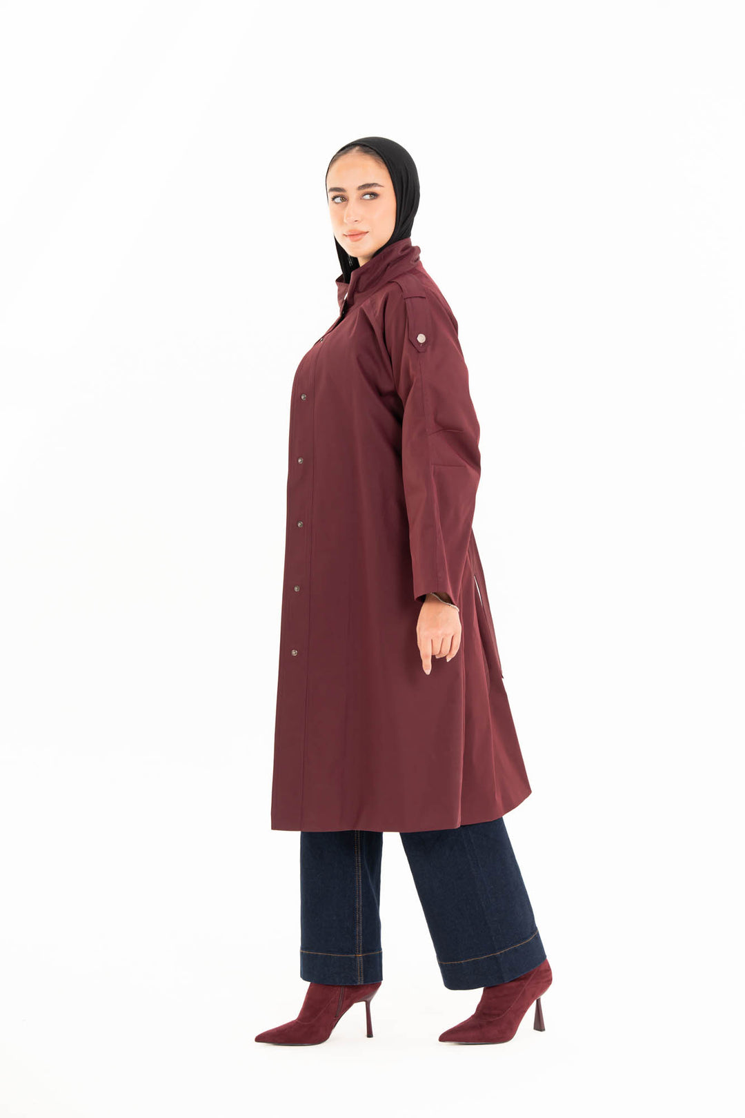 Vera Trench Coat - Burgundy