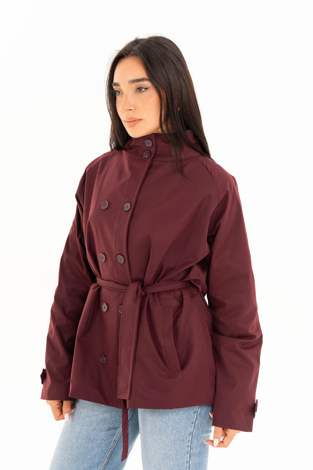 Mila Trench Jacket - Burgundy