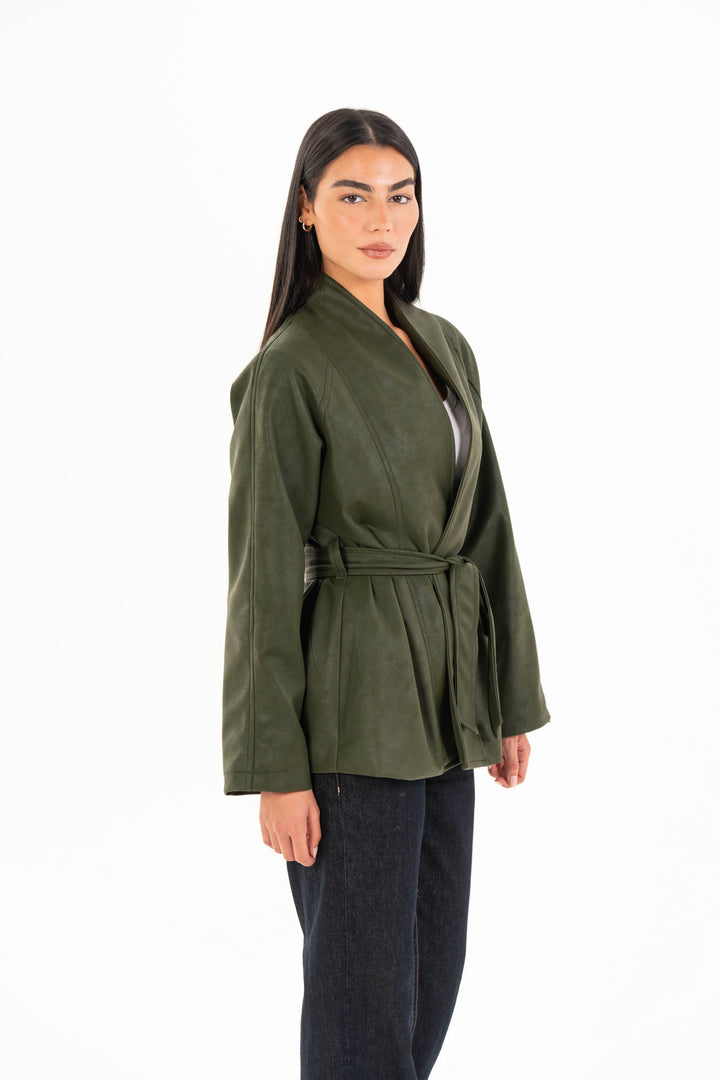 Celine Leather Jacket - Olive