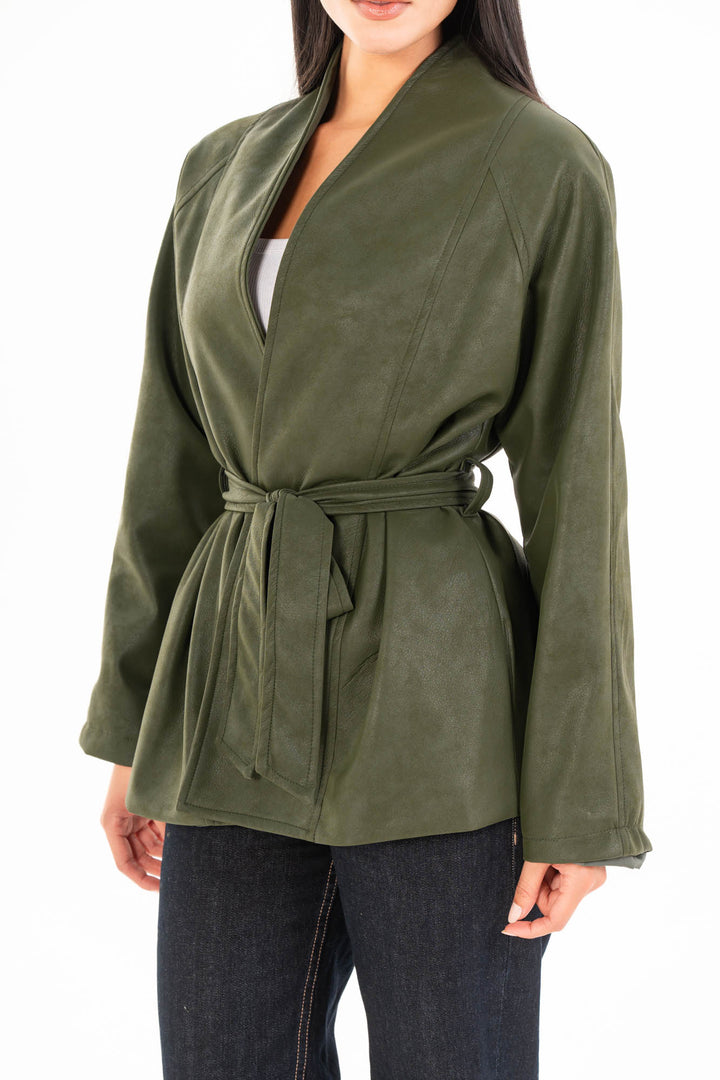 Celine Leather Jacket - Olive