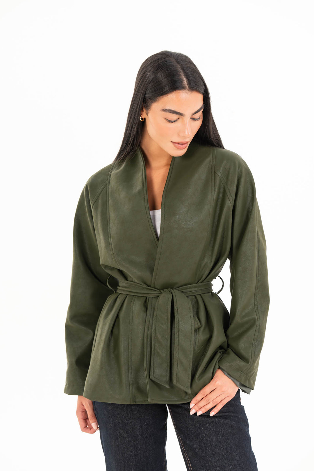 Celine Leather Jacket - Olive