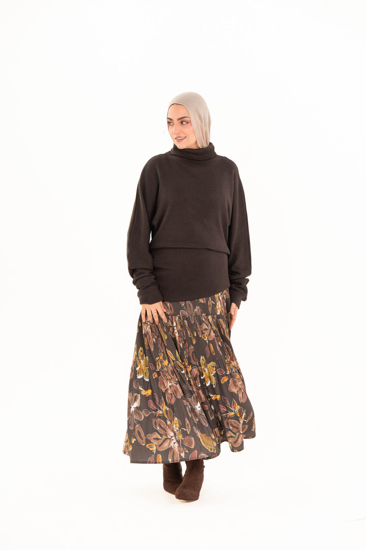 Printed Pleated Skirt - winter brizz