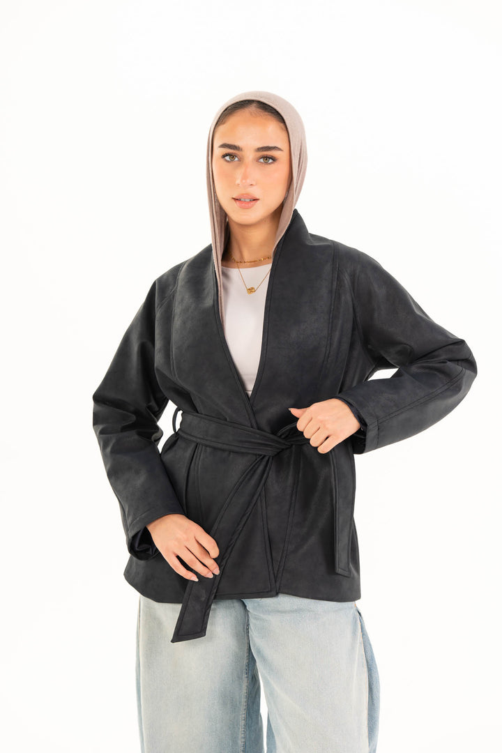 Celine Leather Jacket - Charcoal
