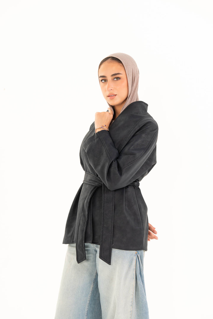 Celine Leather Jacket - Charcoal