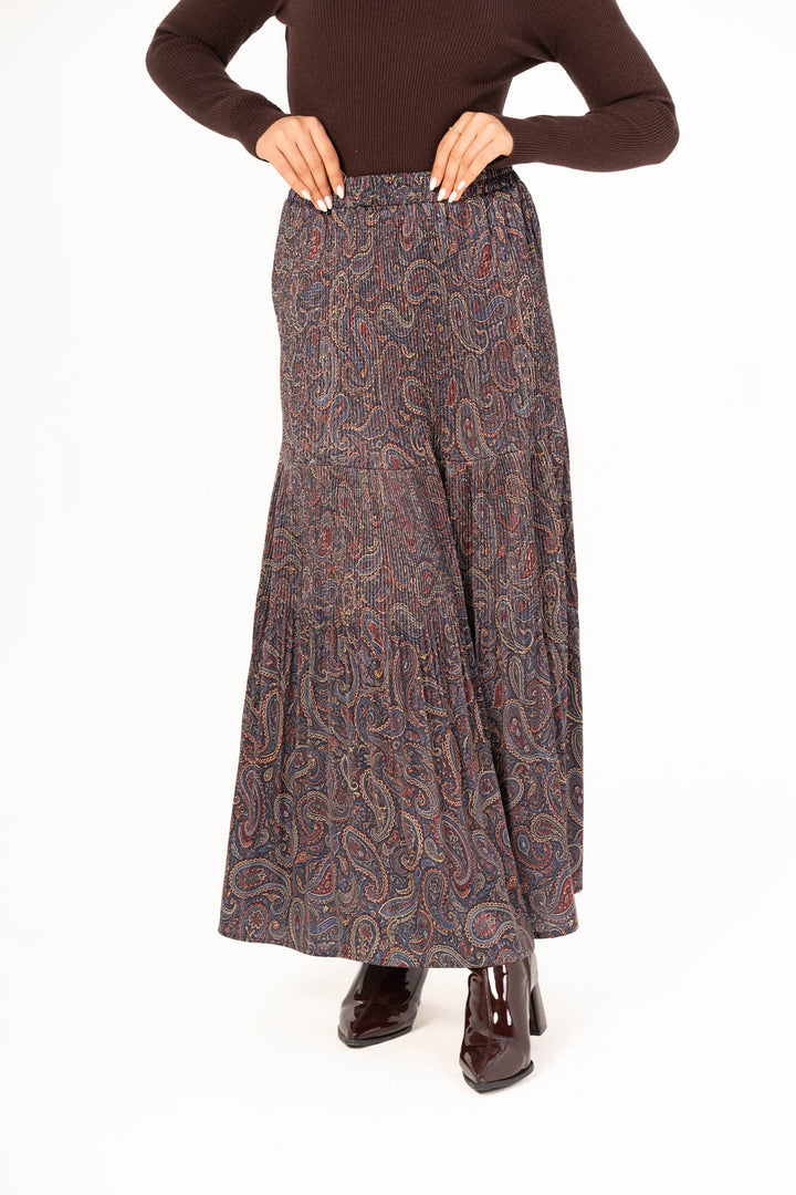 Printed Pleated Skirt - Dark Small