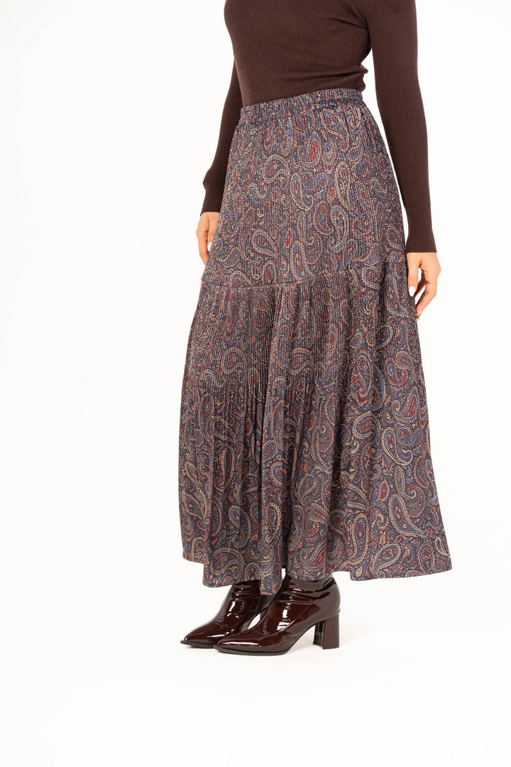 Printed Pleated Skirt - Dark Small