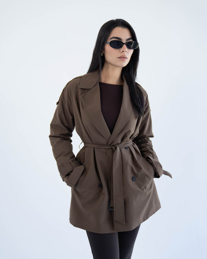Short trench coat- brown