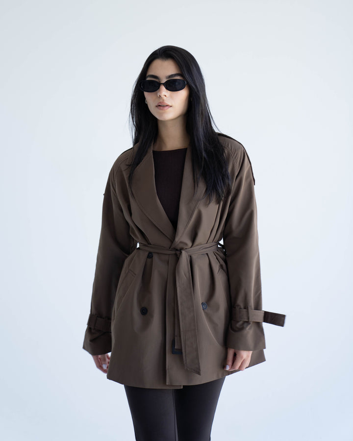 Short trench coat- brown